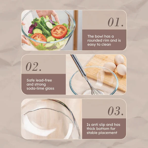 TIDLUX Large Capacity Heat-Resistant Borosilicate Glass Mixing Bowl with Lid | 6000ml - Tidlux
