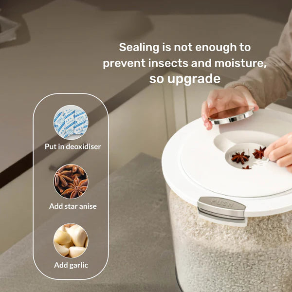 TIDLUX Large Capacity Airtight Rice Storage Container with One-Touch Lid - Tidlux