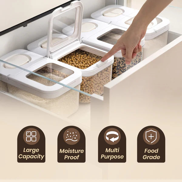 TIDLUX Airtight Grain Storage Container with Transparent Window | 3.2L - Tidlux
